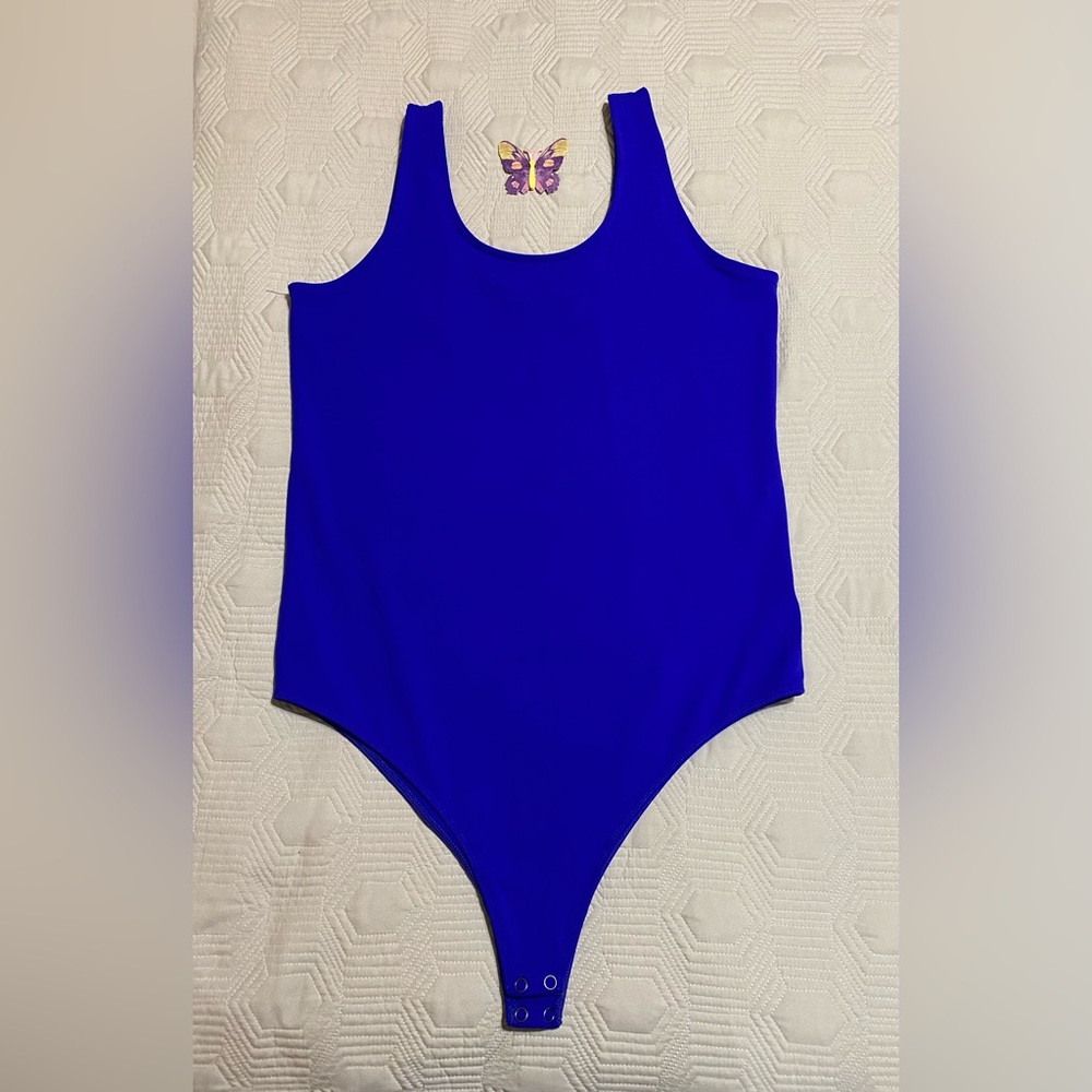 Torrid Size 0 (12) Royal Blue Bodysuit Scoop neck and back Snap Button Closure